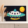 Космический корабль и луна Космос Ракета Раскраска картина по номерам на холсте
