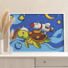Черепаха в космосе Животные Для детей Детские Для девочек Для мальчика Маленькие Простые Раскраска картина по номерам на холсте