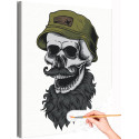  Череп с бородой в шапке Раскраска картина по номерам на холсте AAAA-C0216