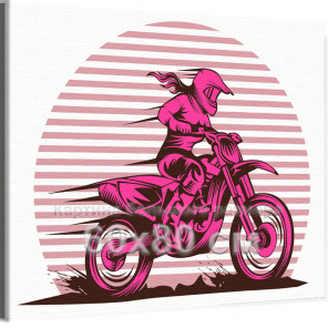 Девушка на кроссовом мотоцикле Мотокросс Женщина Спорт Люди 60х80 Раскраска картина по номерам на холсте