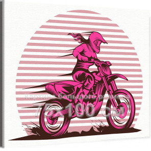 Девушка на кроссовом мотоцикле Мотокросс Женщина Спорт Люди 75х100 Раскраска картина по номерам на холсте