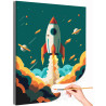 Летящая ракета Космос Планеты Небо Шаттл Для детей Детская Для мальчиков Раскраска картина по номерам на холсте