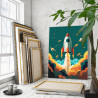 Летящая ракета Космос Планеты Небо Шаттл Для детей Детская Для мальчиков 75х100 Раскраска картина по номерам на холсте