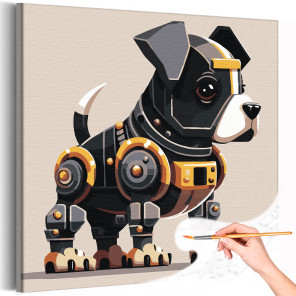 Стильная собака робот Животные Для детей Детские Для мальчиков Киберпанк Раскраска картина по номерам на холсте
