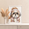 Ши-тцу в шапке Животные Собака Щенок Зима Раскраска картина по номерам на холсте