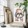 Ши-тцу в шапке Животные Собака Щенок Зима 80х100 Раскраска картина по номерам на холсте
