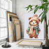 Мишка в теплой одежде Животные Медведь Медвежонок Стильная Осень 100х125 Раскраска картина по номерам на холсте