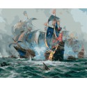 Морской бой (художник Адольф Бок) Раскраска картина по номерам акриловыми красками на холсте