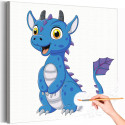 Синий дракон с желтыми глазами Животные Символ года Для детей Детская Простая Раскраска картина по номерам на холсте