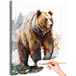 Горный бурый медведь Раскраска картина по номерам на холсте