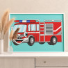 Пожарная машина с улыбкой Транспорт Автомобиль Для детей Детская Для мальчиков Маленькая Раскраска картина по номерам на холсте
