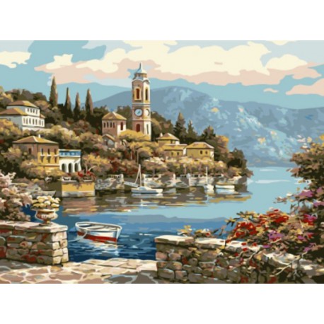 Уютный городок Раскраска картина по номерам акриловыми красками на холсте