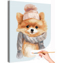 Шпиц в шарфе и шапке Животные Собака Раскраска картина по номерам на холсте