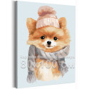 Шпиц в шарфе и шапке Животные Собака Щенок Зима 80х100 Раскраска картина по номерам на холсте