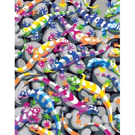 Разноцветные ящерицы Раскраска картина по номерам акриловыми красками на холсте | Картина по цифрам купить