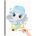 Маленький слон на машине Животные Автомобиль Лето Для детей Детские Для мальчиков Для девочек Простая Раскраска картина по номерам на холсте