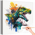 Голова красочного динозавра Животные Дракон Раскраска картина по номерам на холсте