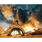 Раскраска по номерам Эйфелевая башня вечером картина 40х50 см на холсте