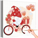 Влюбленные гном на велосипеде Раскраска картина по номерам на холсте