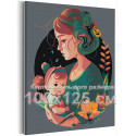 Мама и малыш в цветах Люди Портрет Раскраска картина по номерам на холсте
