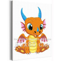 Веселый оранжевый дракон Животные Символ года Для детей Детская Простая 60х80 Раскраска картина по номерам на холсте