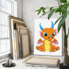 Веселый оранжевый дракон Животные Символ года Для детей Детская Простая 75х100 Раскраска картина по номерам на холсте