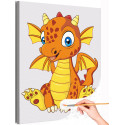 Маленький оранжевый дракон Животные Символ года Для детей Детская Простая Раскраска картина по номерам на холсте
