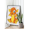 Маленький оранжевый дракон Животные Символ года Для детей Детский Простая Раскраска картина по номерам на холсте