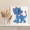Синий веселый дракон Животные Символ года Для детей Детская Простая Раскраска картина по номерам на холсте
