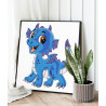 Синий веселый дракон Животные Символ года Для детей Детская Простая 80х80 Раскраска картина по номерам на холсте