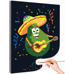 Авокадо с гитарой Раскраска картина по номерам на холсте Раскраска картина по номерам на холсте