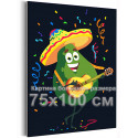 Авокадо с гитарой Еда Раскраска картина по номерам на холсте