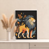 Лев с листьями Животные Интерьерная Раскраска картина по номерам на холсте