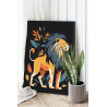 Лев с листьями Животные Интерьерная 75х100 Раскраска картина по номерам на холсте