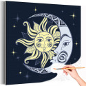 Солнце и луна на ночном небе Орнамент Звезды Зодиак Звездная ночь Раскраска картина по номерам на холсте