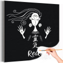  Эзотерика / Девушка на черном фоне / Йога, медитация Раскраска картина по номерам на холсте AAAA-C0312