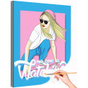 Девушка блондинка на скейте Постер Люди Портрет Стильная Мотивация Интерьерная Для девочек Раскраска картина по номерам на холсте