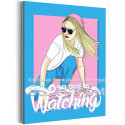 Девушка блондинка на скейте Постер Люди Портрет Стильная Мотивация Интерьерная Для девочек 80х100 Раскраска картина по номерам на холсте