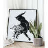 Графичный бык Животные Черно-белые 80х80 Раскраска картина по номерам на холсте