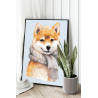 Сиба-ину в шарфе Животные Собака Щенок Зима 80х100 Раскраска картина по номерам на холсте