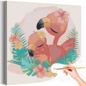 Фламинго с малышом Коллекция Cute animals Птицы Для детей Детские Для девочек Для мальчиков Раскраска картина по номерам на холсте