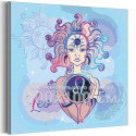 Лев лиловый Знак Зодиак Созвездие Девушка Женщина 100х100 Раскраска картина по номерам на холсте