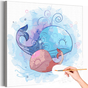 Мама кит с малышом Для детей Детские Для девочек Море Животные Раскраска картина по номерам на холсте