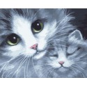 Кошка с котёнком Раскраска картина по номерам на холсте