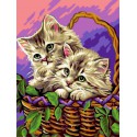 Котята в корзинке Раскраска картина по номерам на холсте