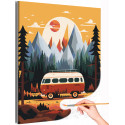 Автобус в горах Раскраска картина по номерам на холсте