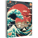 Волна в Японии Море Океан Горы Страны Природа Пейзаж 80х100 Раскраска картина по номерам на холсте