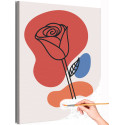 Бутон розы на красном Коллекция Line Абстракция Минимализм Растения Цветы Для триптиха Стильная Раскраска картина по номерам на холсте
