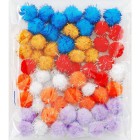 Цветочный средний блеск (6цветов) Помпоны 20мм декоративные с блестящими нитями для поделок и детского творчества
