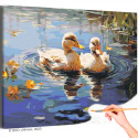 Два утенка Птицы Пара Природа Утка Вода Озеро Раскраска картина по номерам на холсте